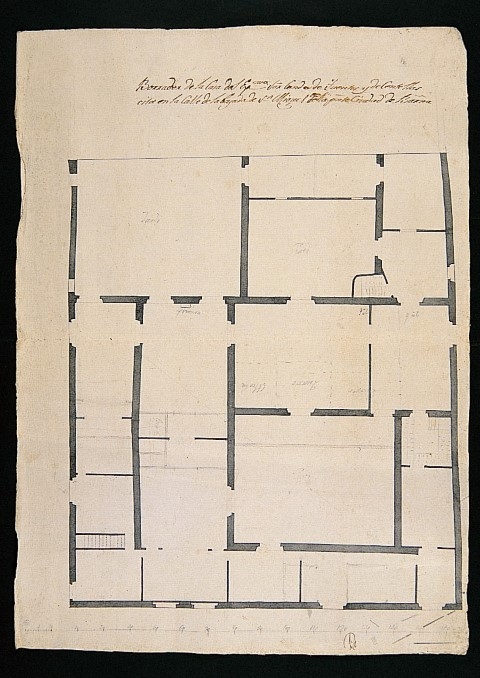 Plànol del 1819 d'una secció del Palau Centelles - Fotografia: Pere Vivas